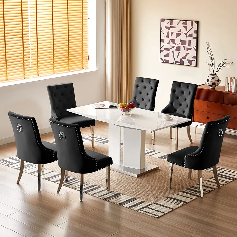 Belmonte Extendable Dining Table with 6 Imperial Chairs - White image