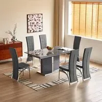 Belmonte Extendable Dining Table with 6 Ravenna Chairs - Grey