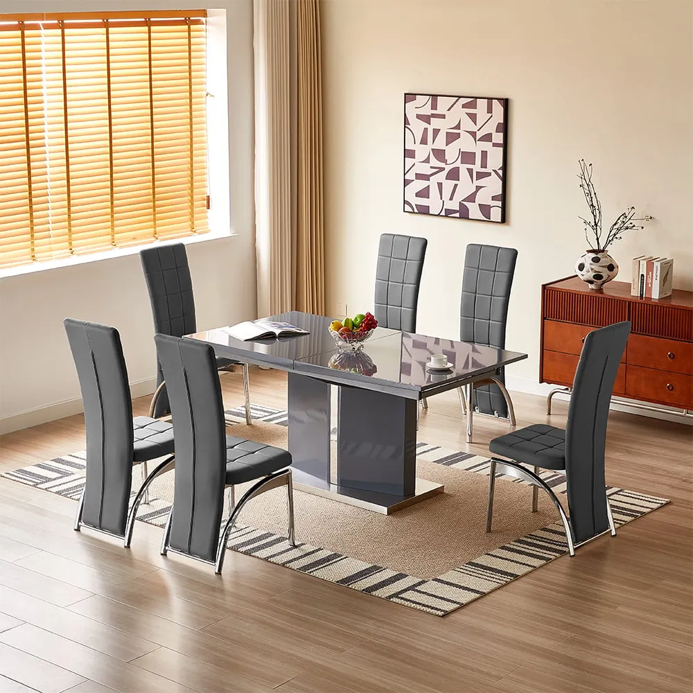 Belmonte Extendable Dining Table with 6 Ravenna Chairs - Grey