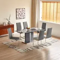 Belmonte Extendable Dining Table with 6 Symphony Chairs - Grey