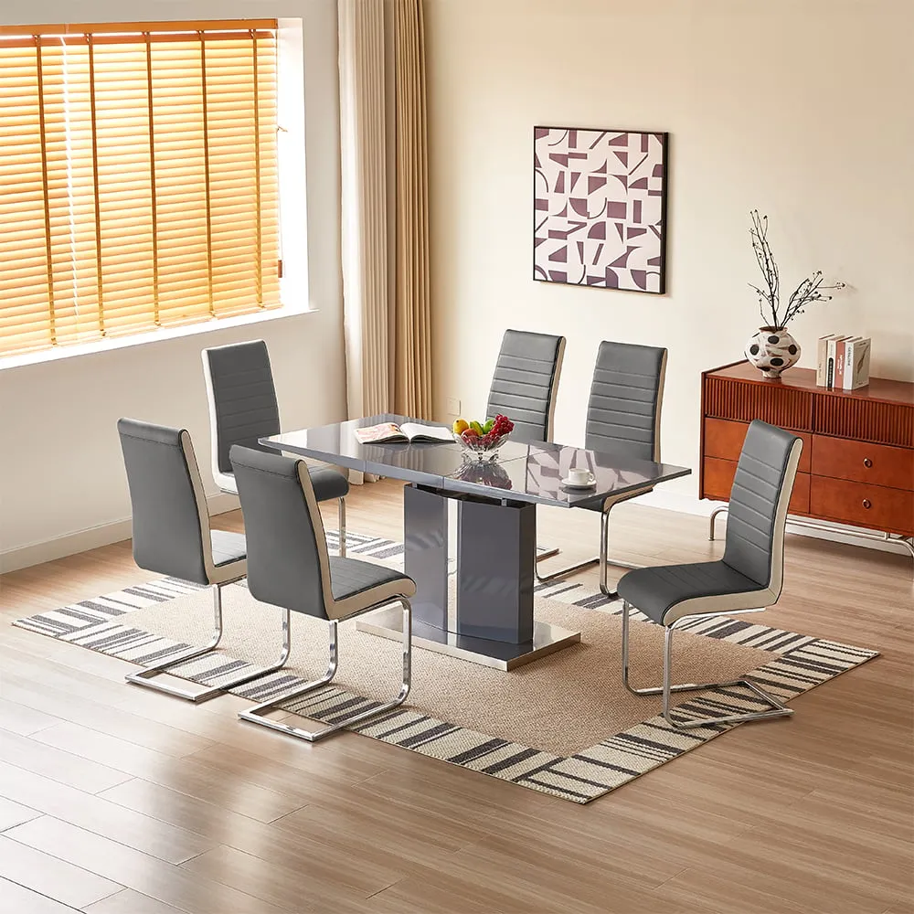 Belmonte Extendable Dining Table with 6 Symphony Chairs - Grey