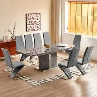 Belmonte Extendable Dining Table with 8 Demi Z Chairs - Grey