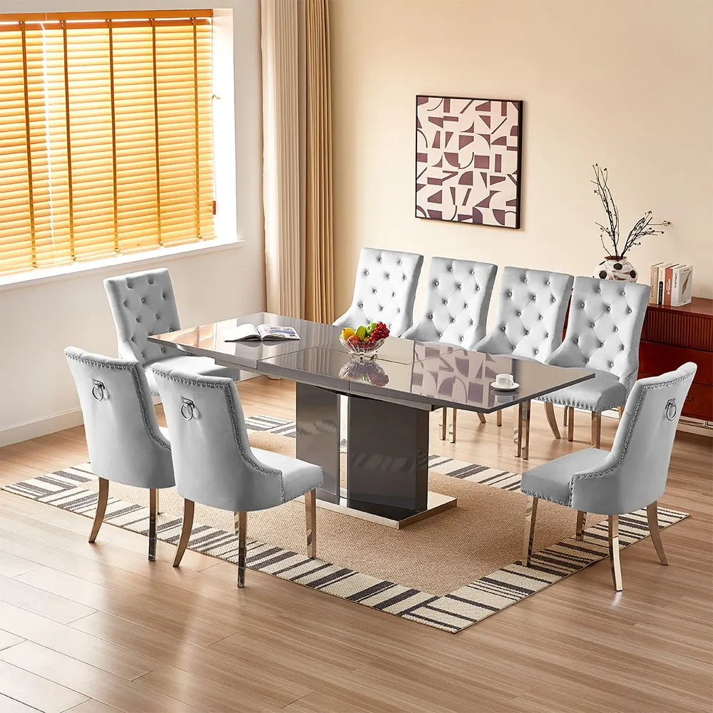 Belmonte Extendable Dining Table with 8 Imperial Chairs - Grey