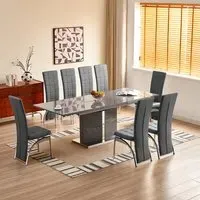 Belmonte Extendable Dining Table with 8 Ravenna Chairs - Grey