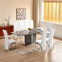 Belmonte Extendable Dining Table with 8 Ravenna Chairs - White