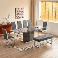 Belmonte Large Extendable Dining Set with Bench - Grey