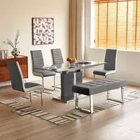 Belmonte Small Extendable Dining Set with Bench - Grey