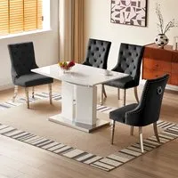 Belmonte Extendable Dining Table with 4 Imperial Chairs - White alternate view
