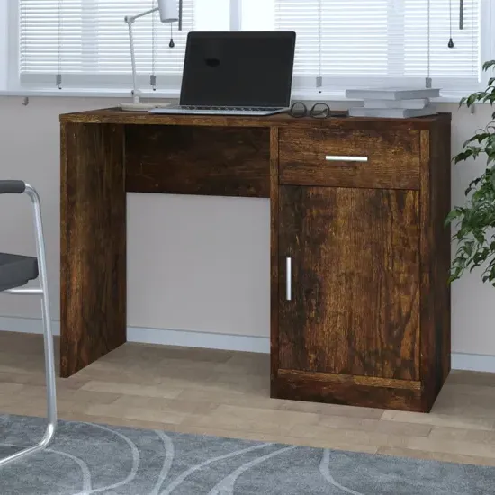 Beloit Laptop Desk with 1 Door & 1 Drawer - Smoked Oak product