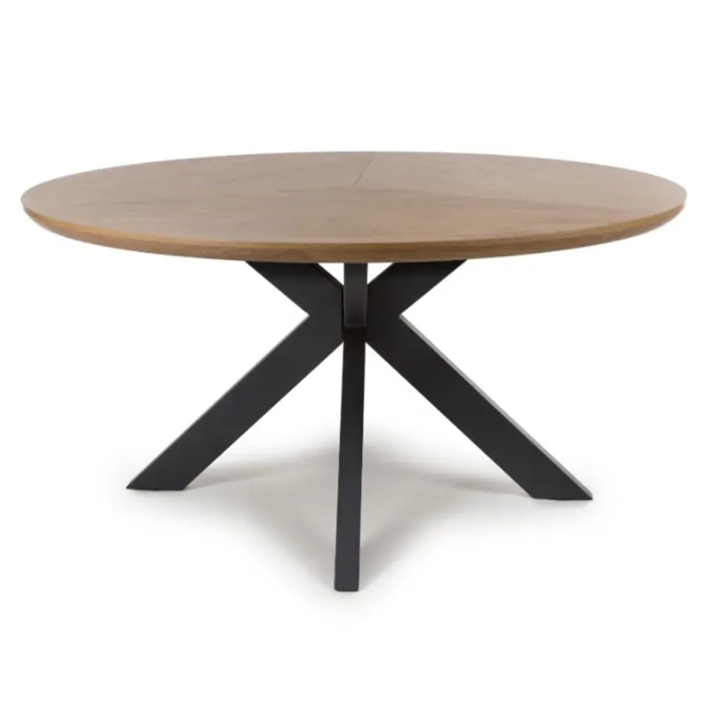 Beloit Large Round Dining Table - Rustic Oak, Wood