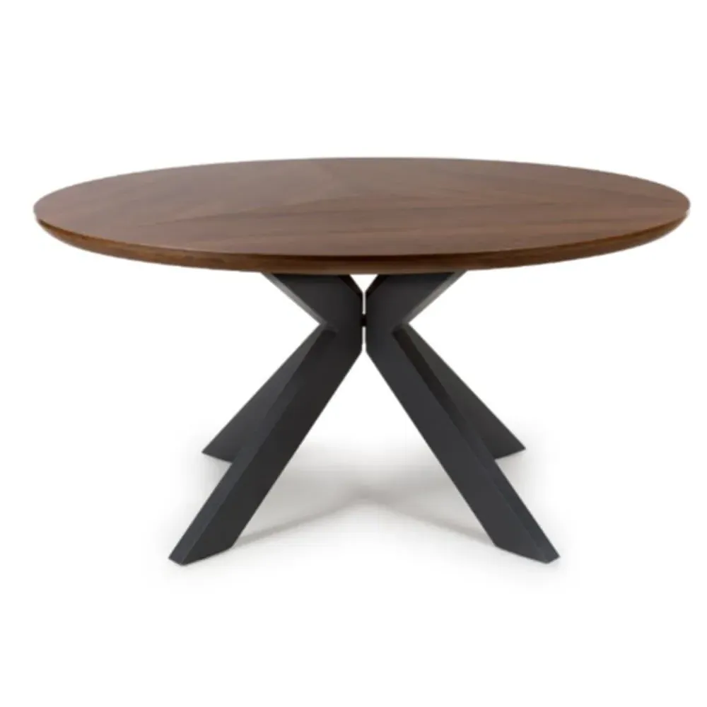 Beloit Large Round Dining Table - Smoked Oak, Wood