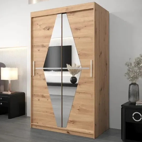 Beloit Mirrored Wardrobe 2 Sliding Doors - Artisan Oak