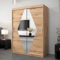 Beloit Mirrored Wardrobe 2 Sliding Doors - Artisan Oak