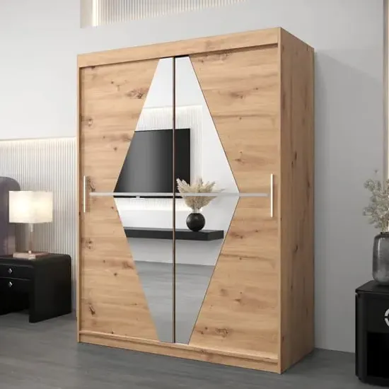 Beloit Mirrored Wardrobe 2 Sliding Doors - Artisan Oak