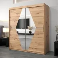 Beloit Mirrored Wardrobe 2 Sliding Doors - Artisan Oak