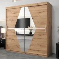 Beloit Mirrored Wardrobe 2 Sliding Doors - Artisan Oak