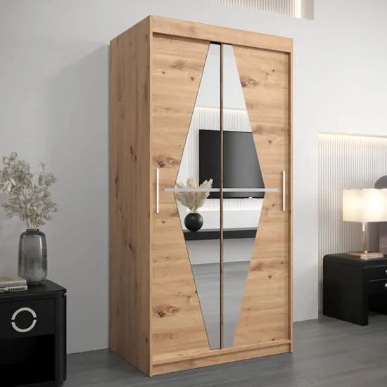 Beloit Mirrored Wardrobe 2 Sliding Doors - Artisan Oak image