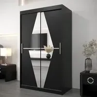 Beloit Mirrored Wardrobe 2 Sliding Doors - Black