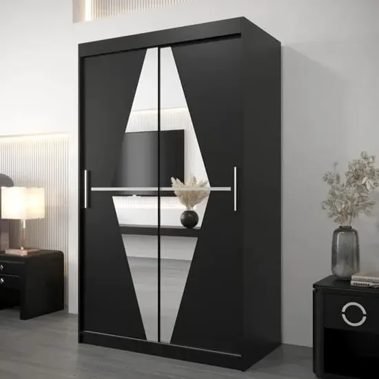 Beloit Mirrored Wardrobe 2 Sliding Doors - Black