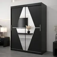 Beloit Mirrored Wardrobe 2 Sliding Doors - Black