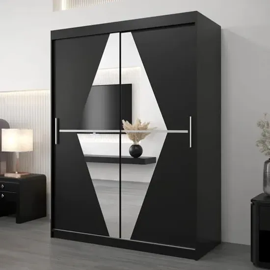 Beloit Mirrored Wardrobe 2 Sliding Doors - Black