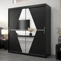 Beloit Mirrored Wardrobe 2 Sliding Doors - Black