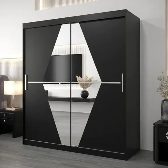 Beloit Mirrored Wardrobe 2 Sliding Doors - Black
