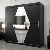 Beloit Mirrored Wardrobe 2 Sliding Doors - Black