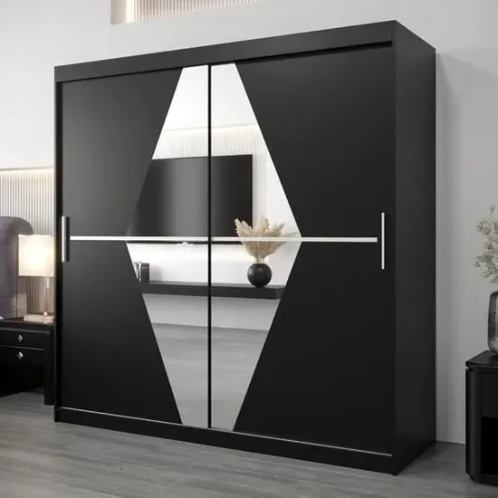 Beloit Mirrored Wardrobe 2 Sliding Doors - Black
