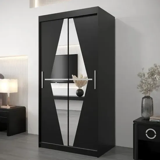 Beloit Mirrored Wardrobe 2 Sliding Doors - Black