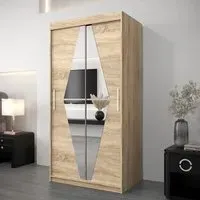 Beloit Mirrored Wardrobe 2 Sliding Doors - Sonoma Oak