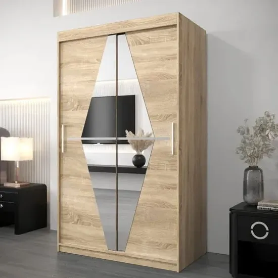 Beloit Mirrored Wardrobe 2 Sliding Doors - Sonoma Oak