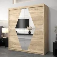 Beloit Mirrored Wardrobe 2 Sliding Doors - Sonoma Oak