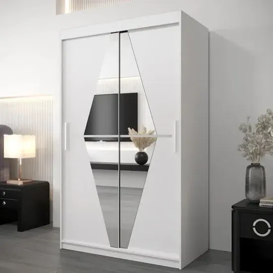 Beloit Mirrored Wardrobe 2 Sliding Doors - White