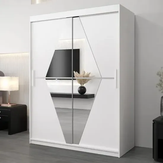 Beloit Mirrored Wardrobe 2 Sliding Doors - White