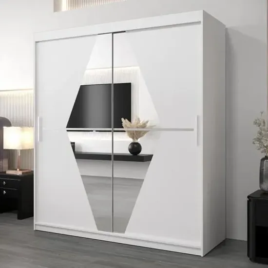 Beloit Mirrored Wardrobe 2 Sliding Doors - White