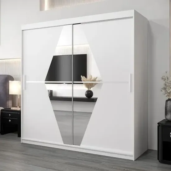 Beloit Mirrored Wardrobe 2 Sliding Doors - White