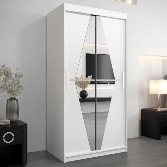 Beloit Mirrored Wardrobe 2 Sliding Doors - White