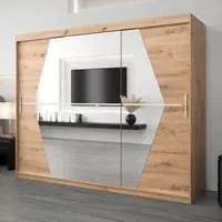 Beloit Mirrored Wardrobe 3 Sliding Doors - Artisan Oak