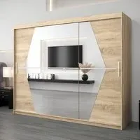 Beloit Mirrored Wardrobe 3 Sliding Doors - Sonoma Oak