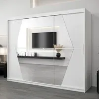 Beloit Mirrored Wardrobe 3 Sliding Doors - White