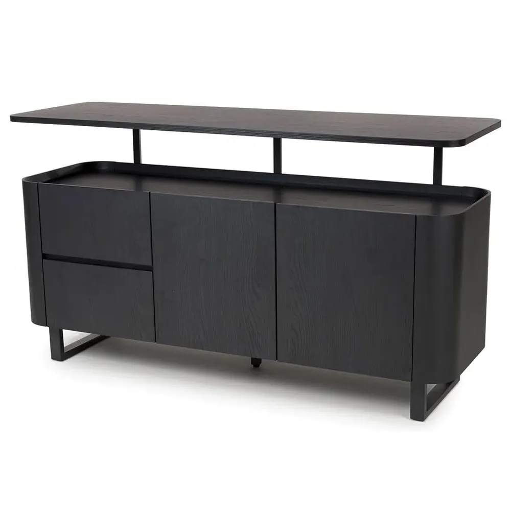 Beloit Wooden Sideboard with 2 Doors 2 Drawers - Ash Black image