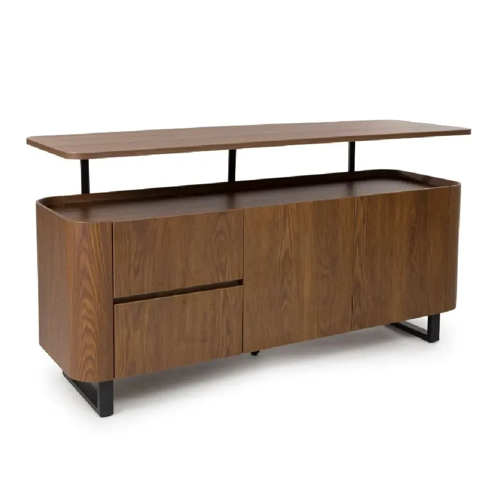 Beloit Wooden Sideboard with 2 Doors 2 Drawers - Smoked Oak