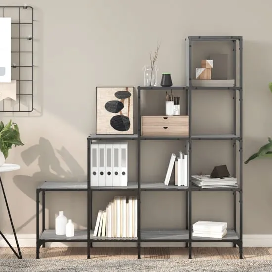 Belper 10-Shelf Bookcase - Grey, Engineered Wood