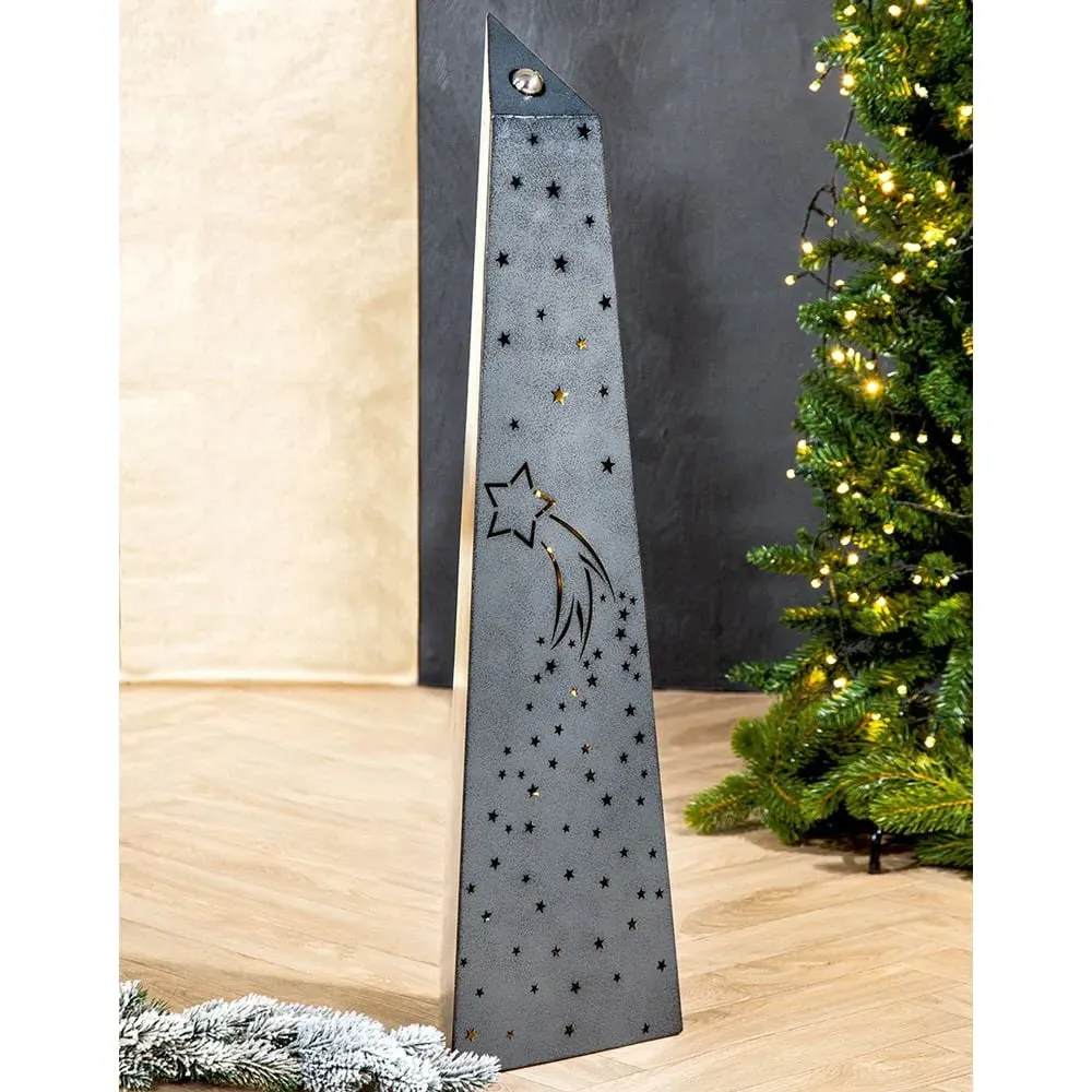 Belton Decorative Pillar with Twinkling Lights - Grey, Metal image
