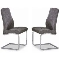Beltran Dining Chairs with Chrome Legs, Pair - Grey, PU Leather alternate view