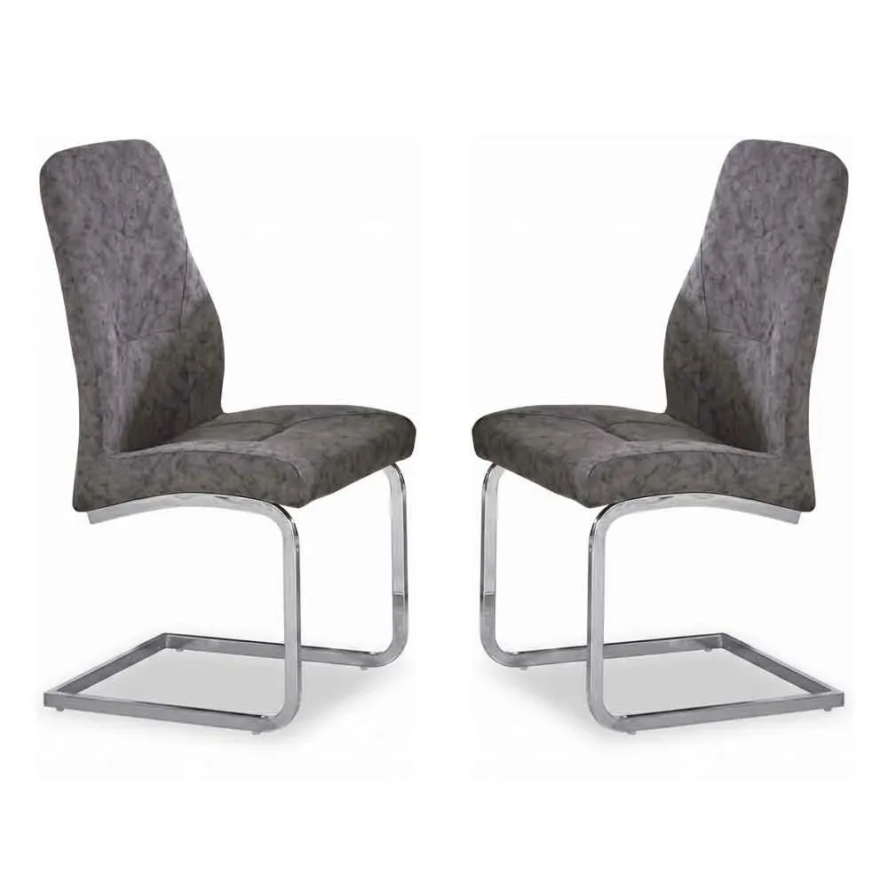Beltran Dining Chairs with Chrome Legs, Pair - Grey, PU Leather product