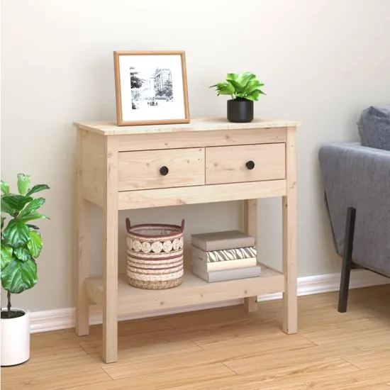 Belva Console Table with 2 Drawers - Natural, Pine Wood image