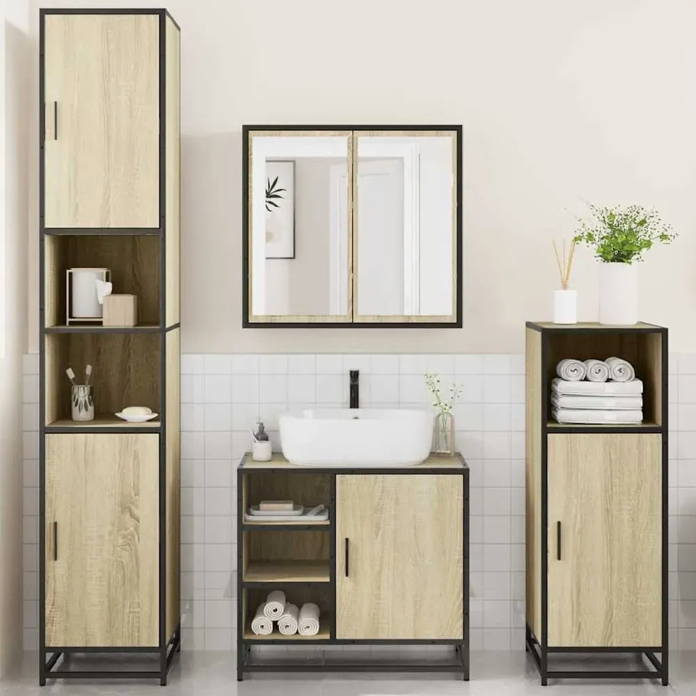 Bemidji 4 Piece Bathroom Furniture Set - Sonoma Oak