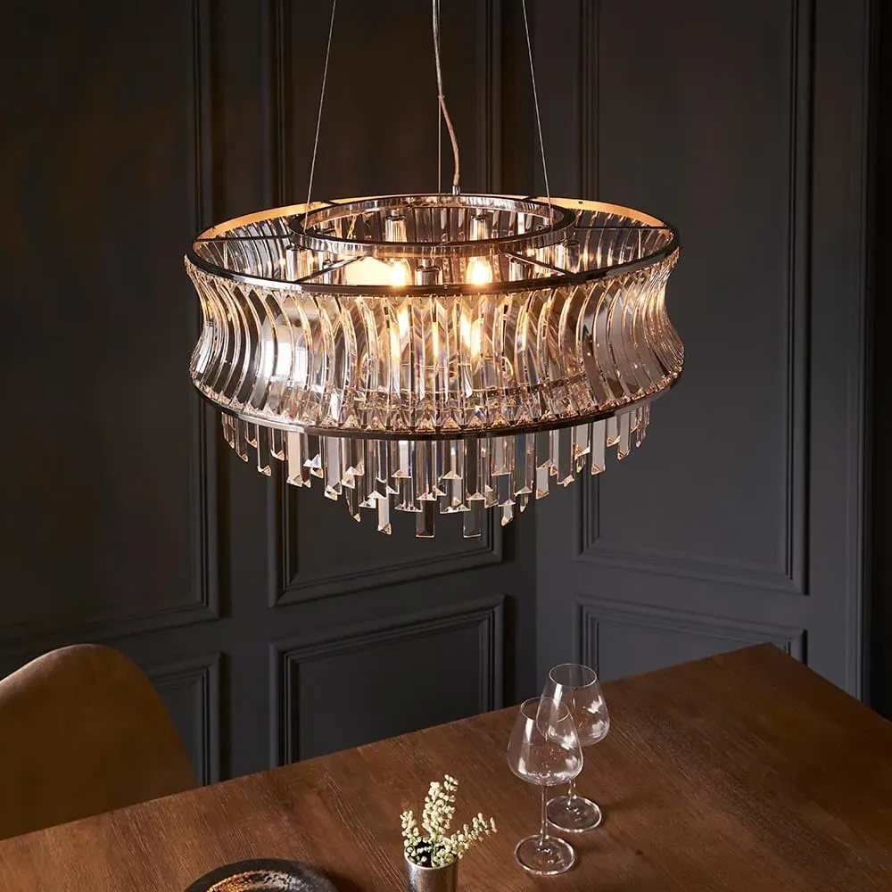 Bemidji 9 Light Crystal Pendant Ceiling Light - Bright Nickel image